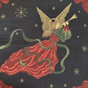 Jacquard Christmas Angel Tapestry Panel for Wall Hanging or Pillow Cover